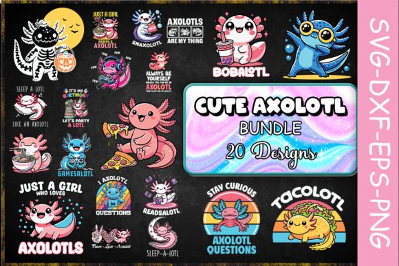Cute Axolotl SVG Bundle: Graphics for Crafts