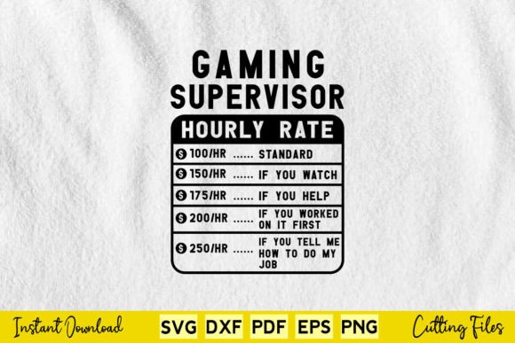 Funny Gaming Supervisor Rate: Graphics for Crafts