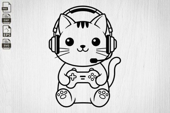 Gamer Cat SVG: Graphics for Crafts & Branding