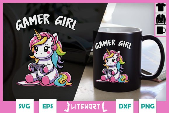 Gamer Girl Unicorn SVG for Crafts and Graphics