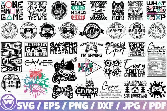 Gaming Funny Gamer X35 Quotes BUNDLE: Graphics for Crafts