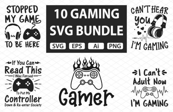 Gaming SVG Bundle: Funny Gamer Graphics for Crafts