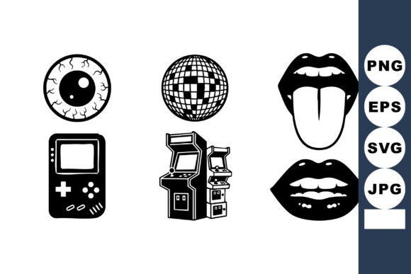 Retro Gaming Arcade Vector Icons for Crafts & Graphics