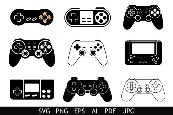 Retro Gaming Controller Vector Set for Crafts & Graphics