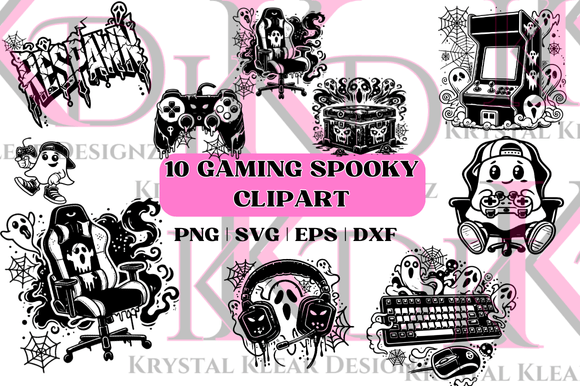 Spooky Gaming Clipart: Graphics for Crafts